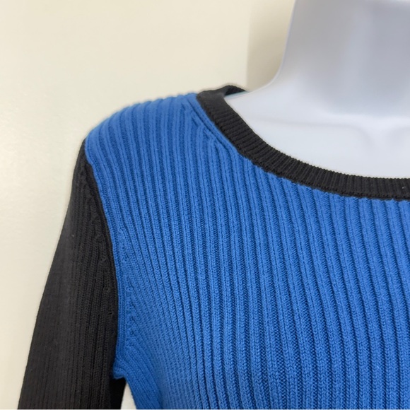 White House Black Market blue and black ribbed sweater Women's Size S - Picture 5 of 10